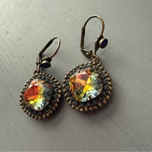 Sorrelli Crystal Brass Tone Drop Earrings - Picture 2 of 4